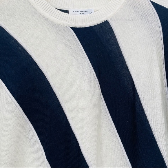 NEW Equipment Cetine Silk Blend Nautical Striped Crew light Sweater size S - Picture 6 of 10